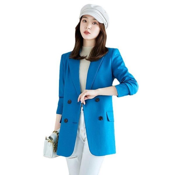 

women's suits & blazers 2021 autumn and winter large size office suit long sleeve professional blazer loose double breasted high-end qu, White;black