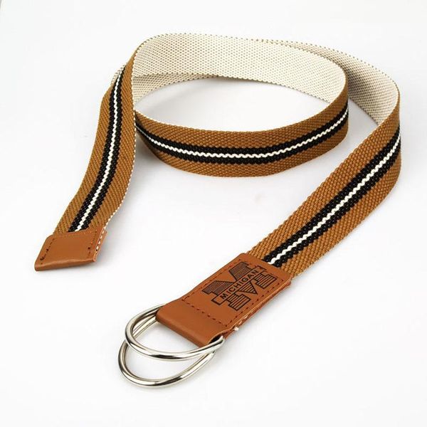 

belts lassie letter belt fashion double buckle canvas jeans dress waistband cowgirl corset braid elastic trouser men and women, Black;brown