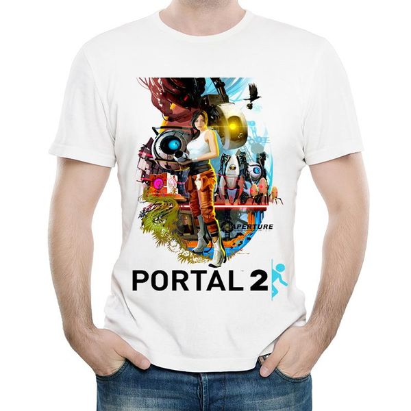 

men's t-shirts portal t shirt white color mens fashion short sleeve game style logo t-shirt tees casual clothes dropshippin, White;black