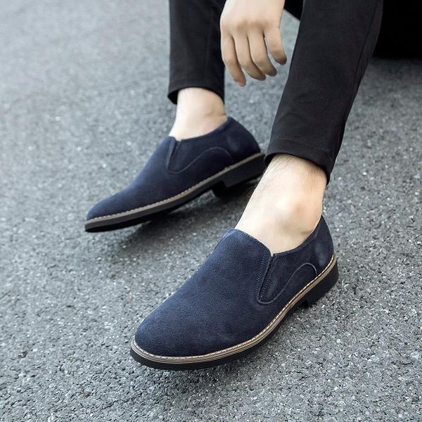 

dress shoes slip on suede leather mens formal wedding man oxford for men, Black