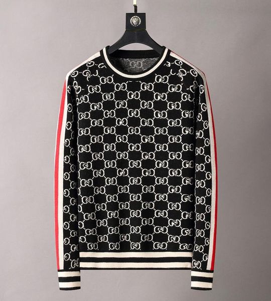 

the latest men's sweater designer pullover sweater autumn and winter brand men's round neck 7 colors long-sleeved wool patch sweat, White;black