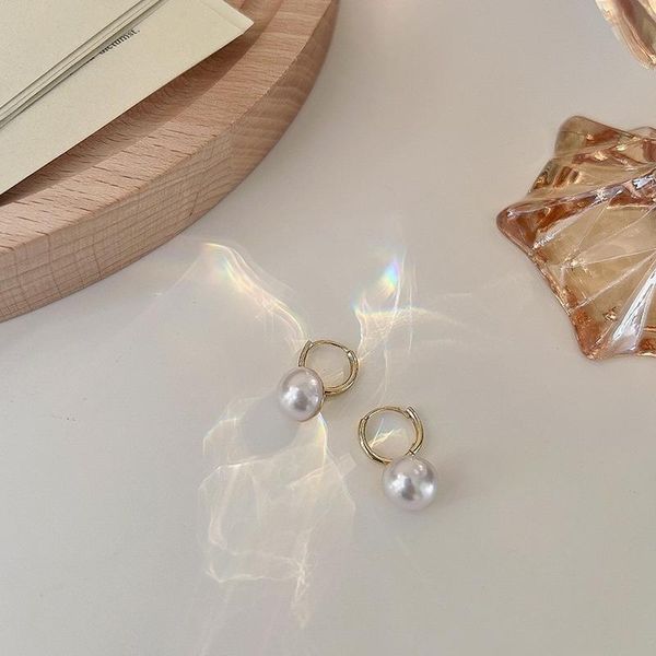 

hoop & huggie origin summer simple half round simulation pearl earring for women trendy gold metal wedding jewellery accessories, Golden;silver