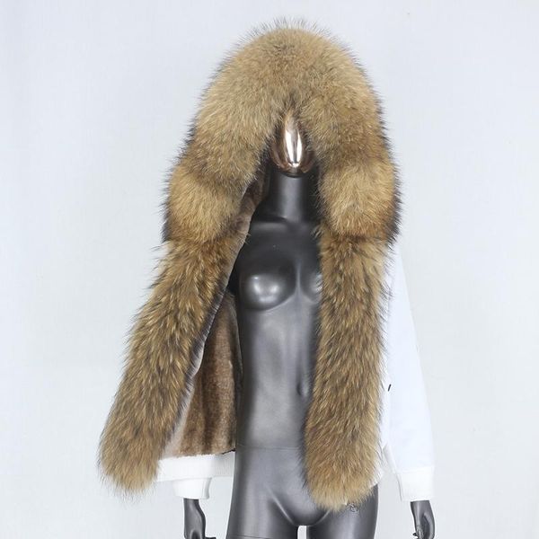 

women's fur & faux bluenessfair 2021 waterproof bomber parka coat real natural raccoon collar winter jacket women removable thick outer, Black