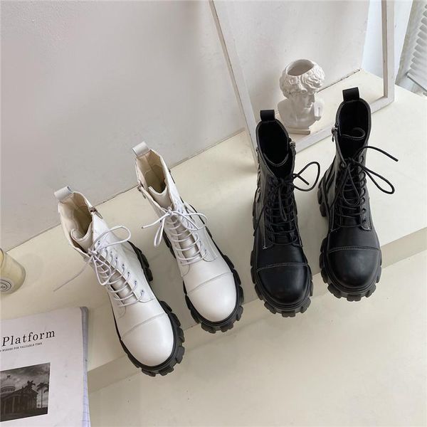 

boots round toe riding shoes flat heel zipper luxury designer boots-women rock autumn lolita ladies fashion med 2021 cross-tied, Black