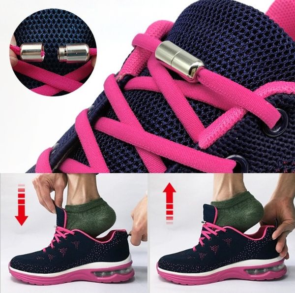 

10pic elastic no tie shoelace semicircle shoe lace for kids and sneakers shoelaces quick lazy metal lock laces shoes strings, White;pink
