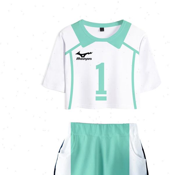 

haikyuu modis two womens tracksuits piece sets soft t shirt and elastic shorts kpop harajuku comfortable style, Gray