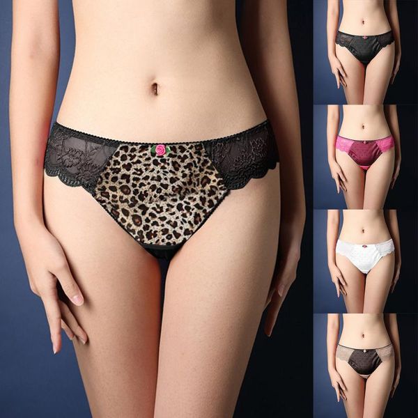 

women's panties women's large size lace thong low waist cotton crotch underwear fashion women leopard seamless, Black;pink