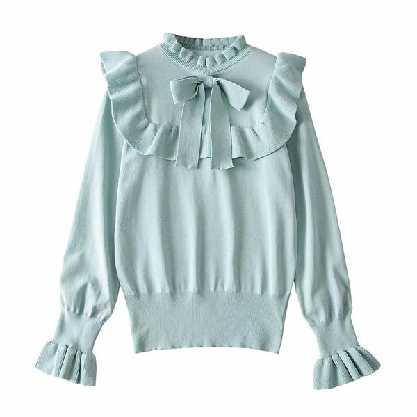 

women's sweaters whlp niche french sweet falbala bowknot long-sleeved show white tender wind sweater knit a female, White;black