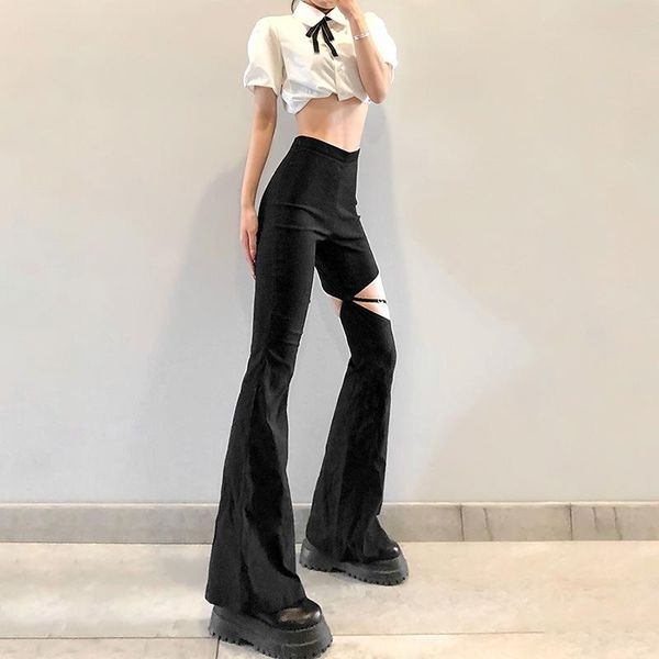 

women's pants & capris european and american 2021 summer fashion clothing solid color high waist slimming slim wide leg casual, Black;white
