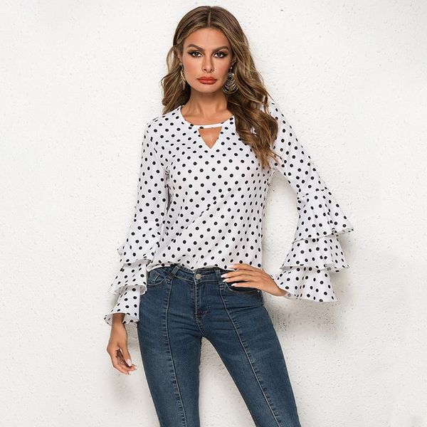 

women's blouses & shirts summer sweet chiffon women blouse shirt fashion flare sleeve ruffles clothing blusas, White