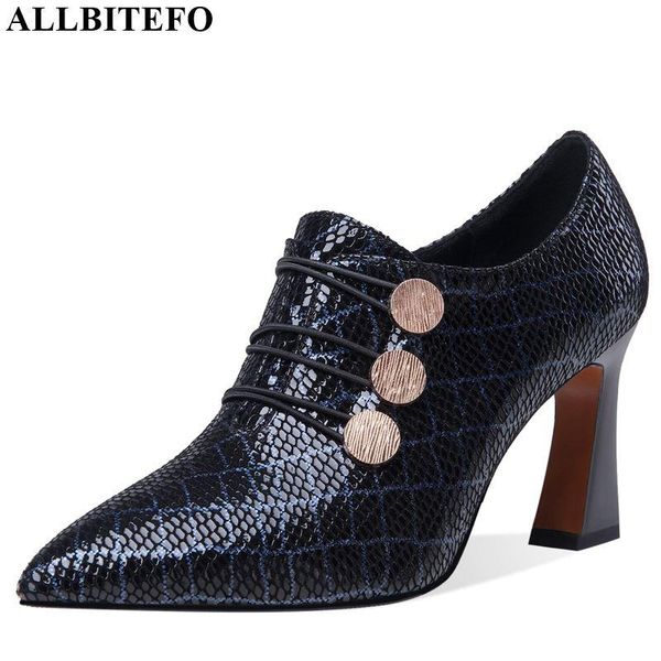 

natural printing genuine leather high heel shoes pointed toe women heels fashion office ladies spring autumn dress, Black