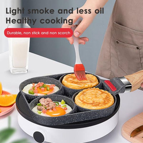 

four-hole frying pot thickened omelet pan steak non-stick pancake cooking egg ham pans kitchen cookware breakfast maker