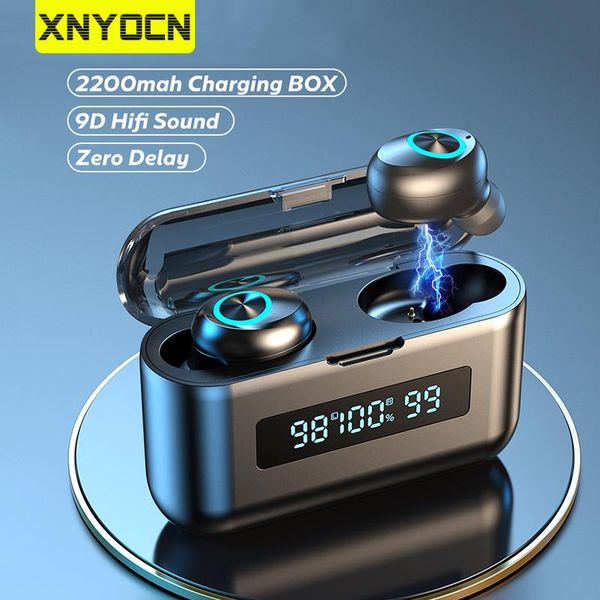 

headphones & earphones xnyocn tws wireless 2200mah charging box sports waterproof earbuds bluetooth-compatible 5.0 earphone headset with mic