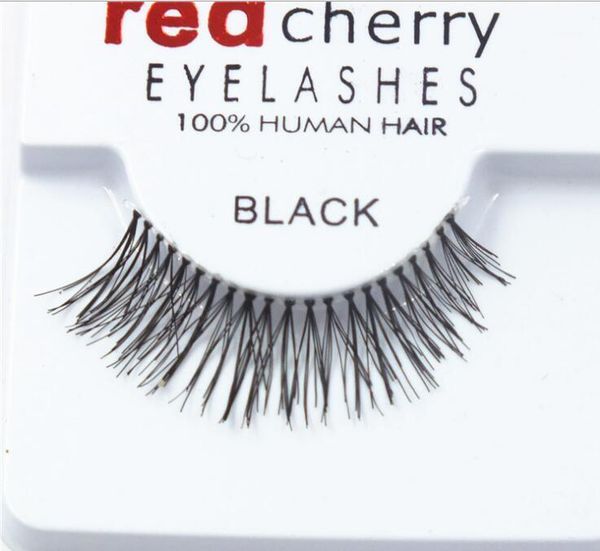 

sale 30 pairs red cherry false eyelashes handmade hair strip lash transparent stem cross thick fake eye lashes s m l1
