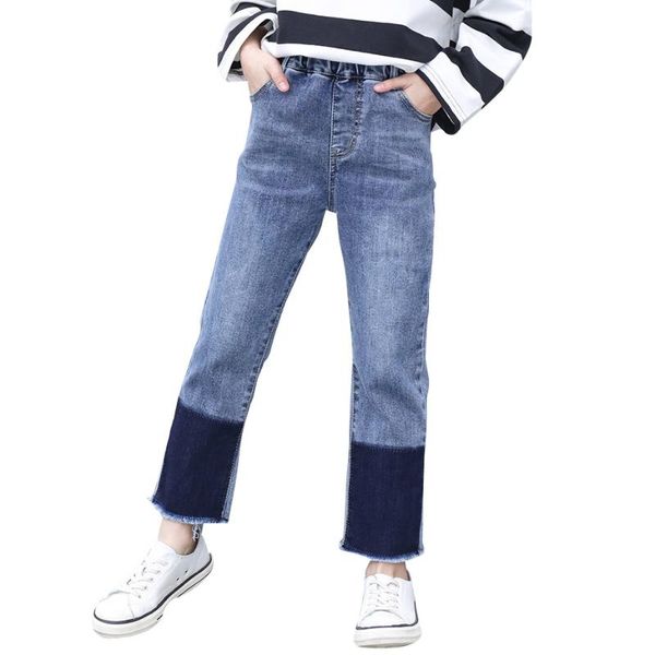 

jeans for girl patchwork child casual style children teenage children's clothes 6 8 10 12 14, Blue