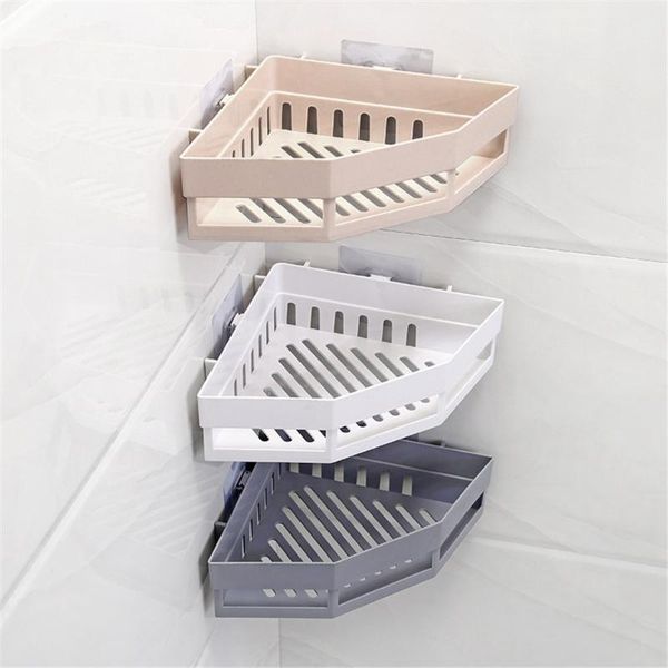 

traceless plastic bathroom kitchen storage rack organizer shower shelf durable household organizador rangement salle de bain bath accessory