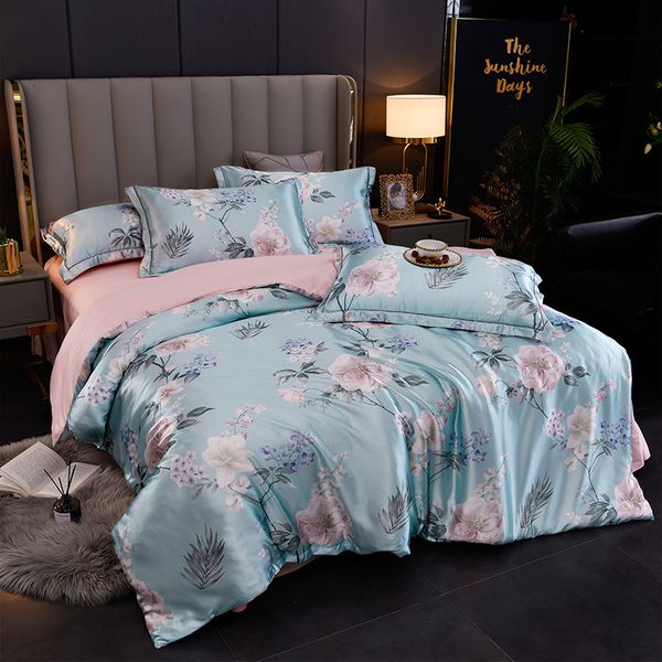 

washing tencel net red sheet cover bedding gift summer cool quilt 4-piece set
