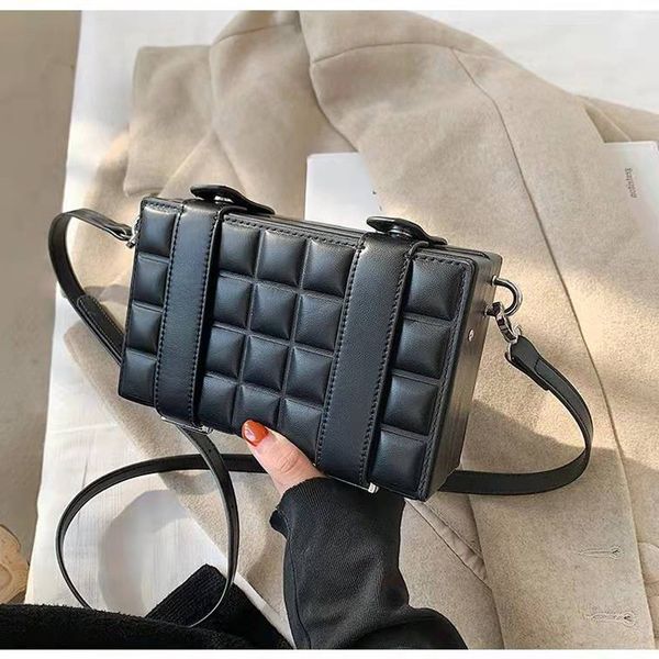 

hbp square lattice cross body luxury designer messenger bag mini cash box adjustable shoulder strap leather handbag unisexfashion shoulder b