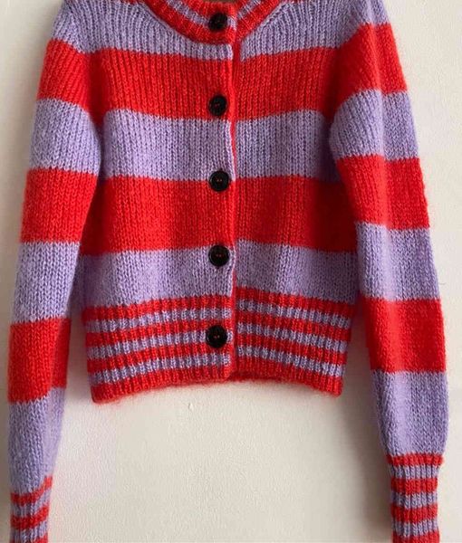 

women's sweaters women mohair sweater stiped neck striped long sleeve single breasted red cardigans autumn winter nal0, White;black