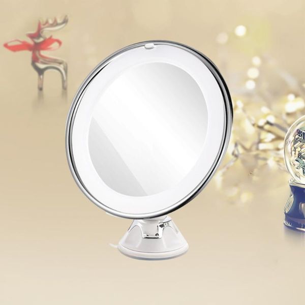 

compact mirrors 8 inch 10x magnifying led tableround makeup cosmetic mirror with sucker (white)