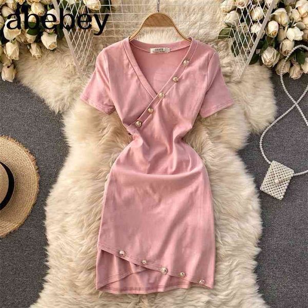 

v-neck short sleeve pleated mini femme dresses cross bodycon vacation dress vestido sundress 210715, Black;gray