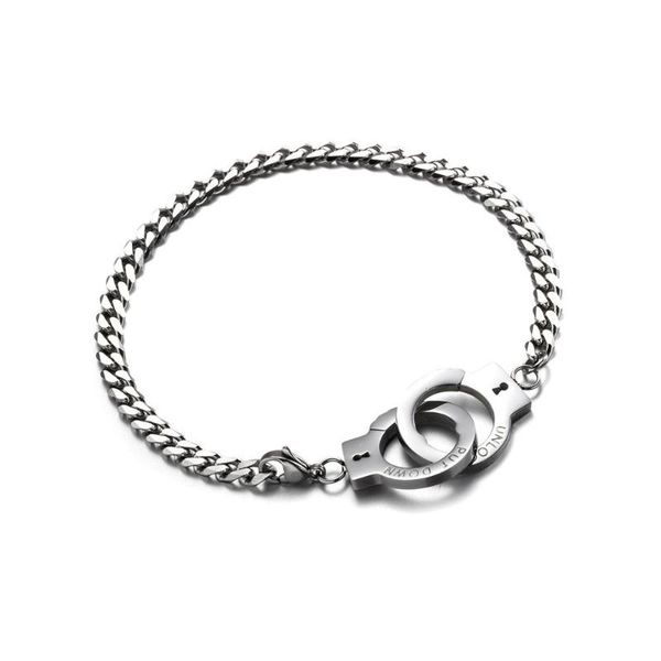 

bangle chain stainless steel handcuff bracelet for women men bracelets, Black
