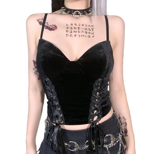 

women's tanks & camis corset crop , spaghetti strap solid color cross tie up camisole, White