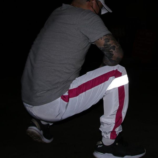 

pants fashionable the spring and autumn men's women's reflective splicing casual korean loose outdoor sports hip hop leggings, Black