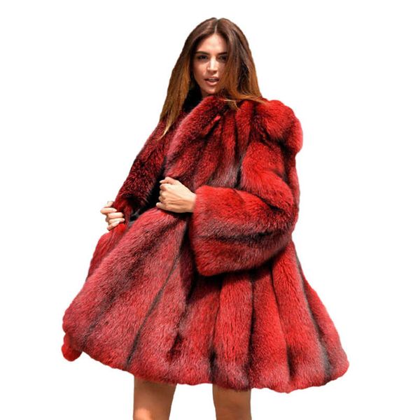 

fur plus medium long warm and slim fit mink imitation coat for women 211207, Black