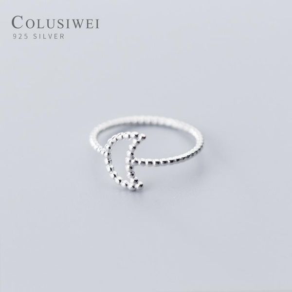 

cluster rings colusiwei genuine 925 sterling silver minmalist hollow out moon for women fashion slim finger fine jewelry 2021 year, Golden;silver