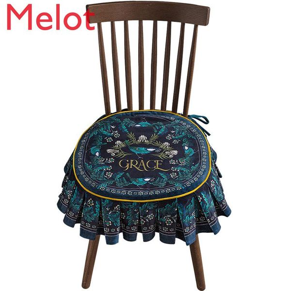 

cushion/decorative pillow high-end luxury lace ruffled vintage chair cushion thickened knitting simple and soft jacquard velvet