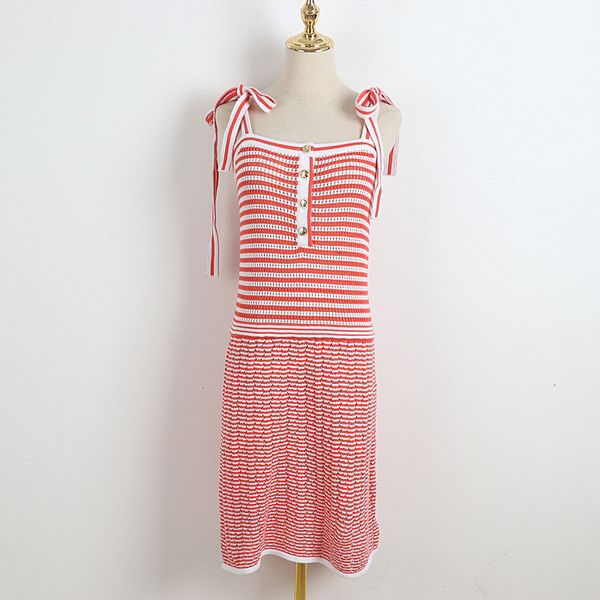 

casual dresses summer luxury fashion red green striped knitted suspender midi designer bandage sling party clothes 2021 0a4v, Black;gray