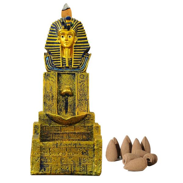 

fragrance lamps creative ancient egyptian pharaoh waterfall incense burner resin holder deskhome decor gift 10 cones