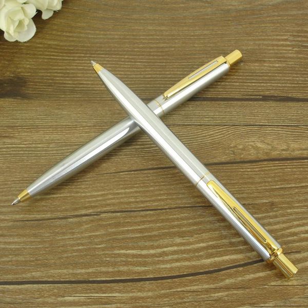 

ballpoint pens acmecn push click ball pen metal stainless steel plating gold trim press point 1.0mm writing gifts, Blue;orange