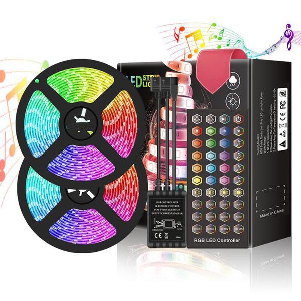 

strips 10m 300 led waterproof colorful light sound control string kit diy decoration for garden living room bar ktv party