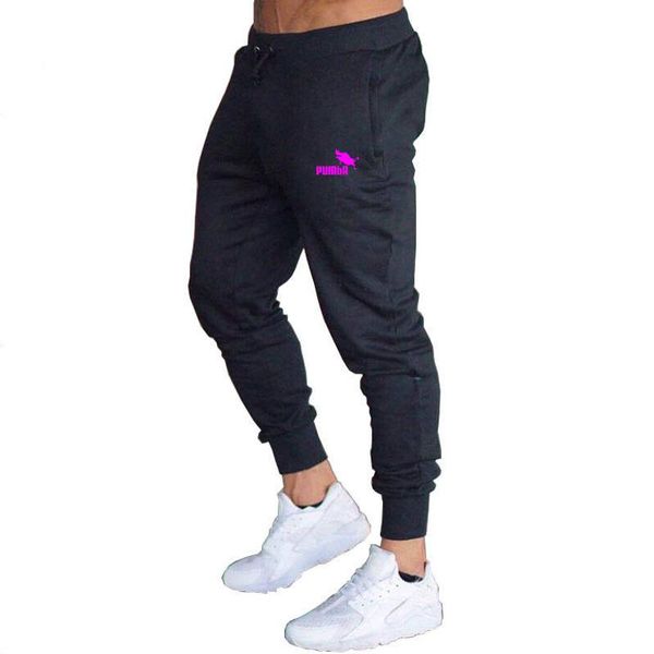 

men's pants 2021 casual joggers fitness men sportswear tracksuit bottoms skinny sweatpants trousers gyms jogger track, Black