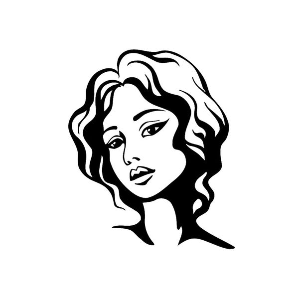

12.2cm*14.7cm car stickers vinyl decal female face hair beauty black c3-0396