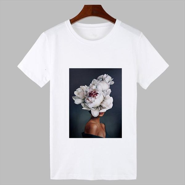 

summer harajuku aesthetics femme men mens flowers feather print white thin section female clothing, White;black