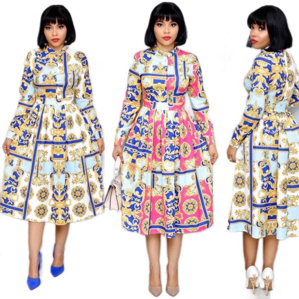 

casual dresses 2021 spring and autumn style printing women long sleeve polyester knee-length dress, Black;gray
