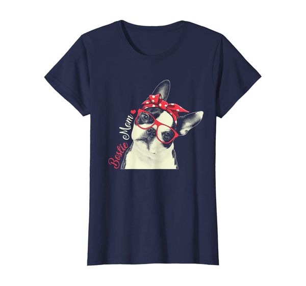 

womens boston terrier mom bostie gifts for women girls t-shirt, White;black