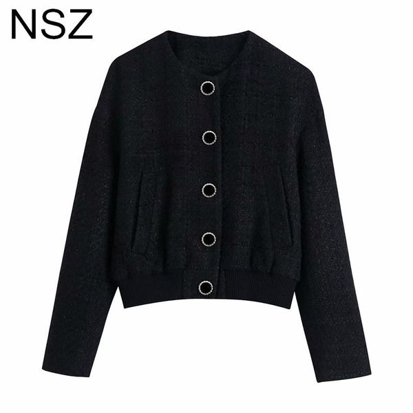 

women's jackets nsz women oversized black tweed baseball jacket large size crop bomber coat female autumn outerwear 2021, Black;brown