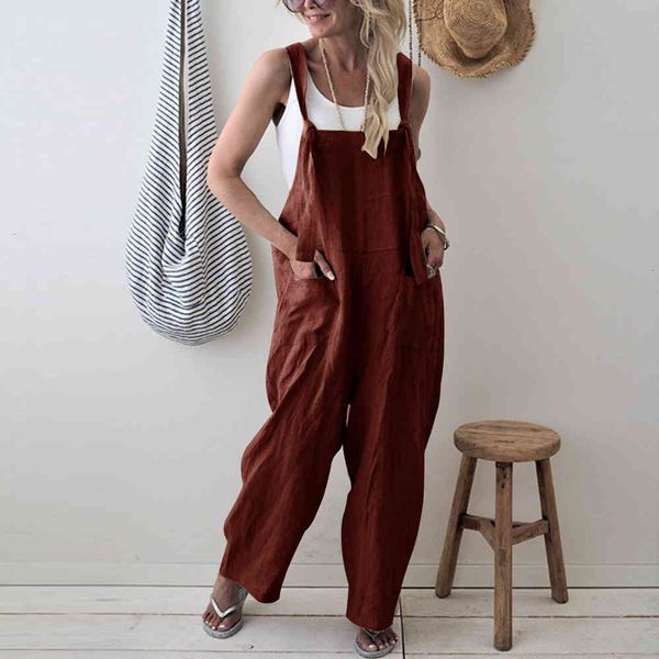 

women's jumpsuits & rompers laamei sleeveless baggy pant casual solid wide leg loose plus size long hip hop streetwear ijfu, Black;white