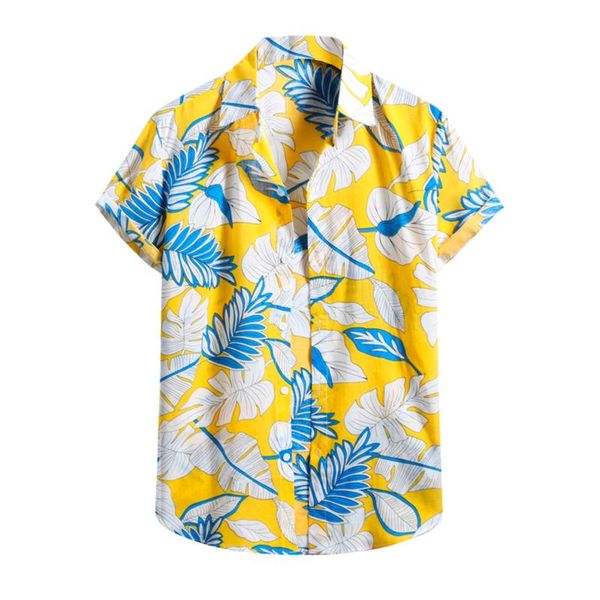 

men's casual shirts summer fashion hawaiian flower shirt white leaves beach men clothing short sleeve cardigan chemise homme, White;black