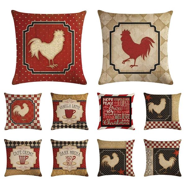 

cushion/decorative pillow colorful oil painting cafe cock rooster cushion cover fashion decorative car sofa linen cotton pillows 45cmx45cm 1