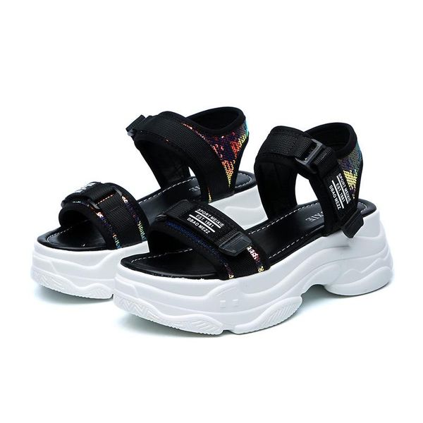 

high platform women's sandals 2021 fashion summer women beach chunky sandal casual thick soled woman shoes white, Black