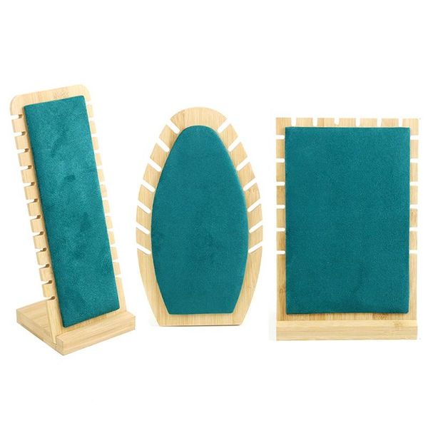 

jewelry pouches, bags shelf display stand creative solid bamboo wood necklace pendant portrait neck model, Pink;blue