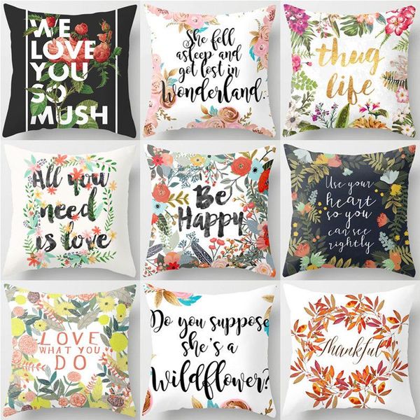 

cushion/decorative pillow flower letter printed cushion cover polyester case decorative for home decoration sofa seat decor pillowcase 40858