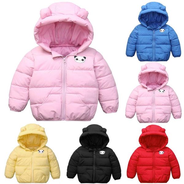 

down coat baby boys girls winter cute cartoon windproof hooded keep warm long sleeve zipper outerwear jacket toddler clothing, Blue;gray