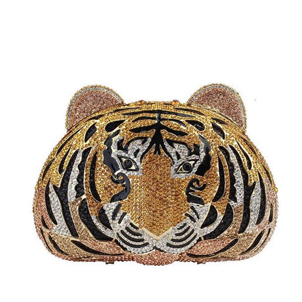 

alloy inlaid diamond dinner tiger shape crystal hand enamel technology evening bag