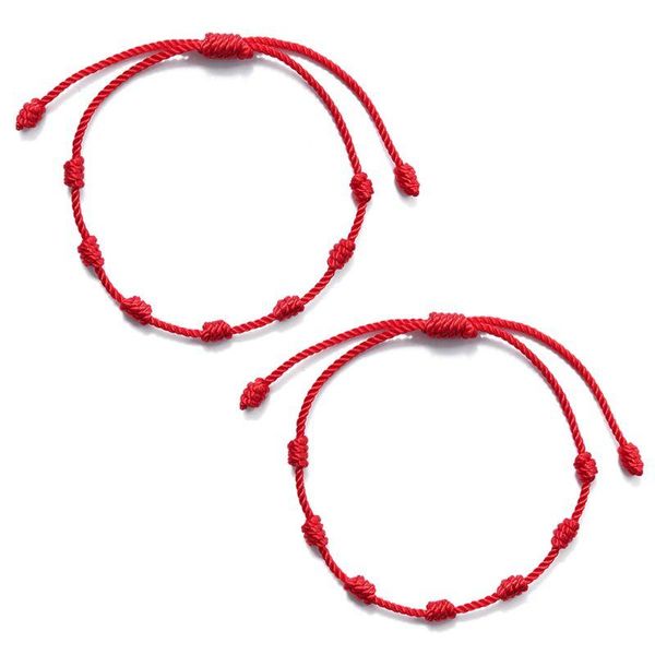 

charm bracelets 2pcs 7 knots red string bracelet for protection evil eye good luck amulet success and prosperity friendship, Golden;silver